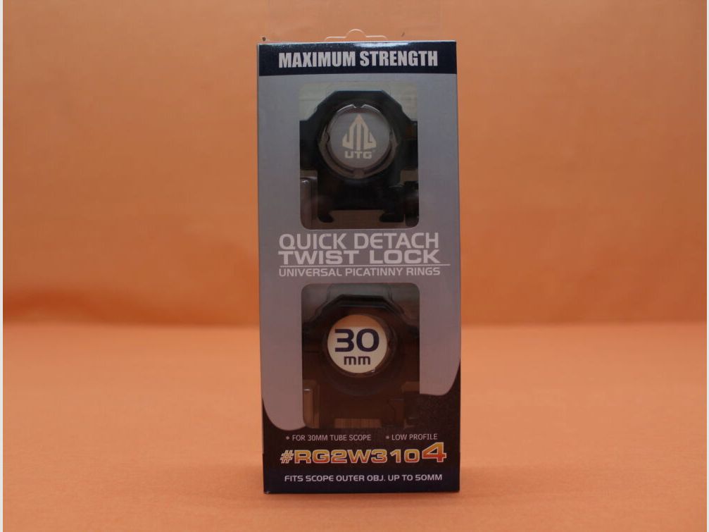 UTG - Leapers UTG QD Montageringe 30mm Low (RG2W3104) Twist Lock Alu schwarz für Picatinnyprofil BH=10mm