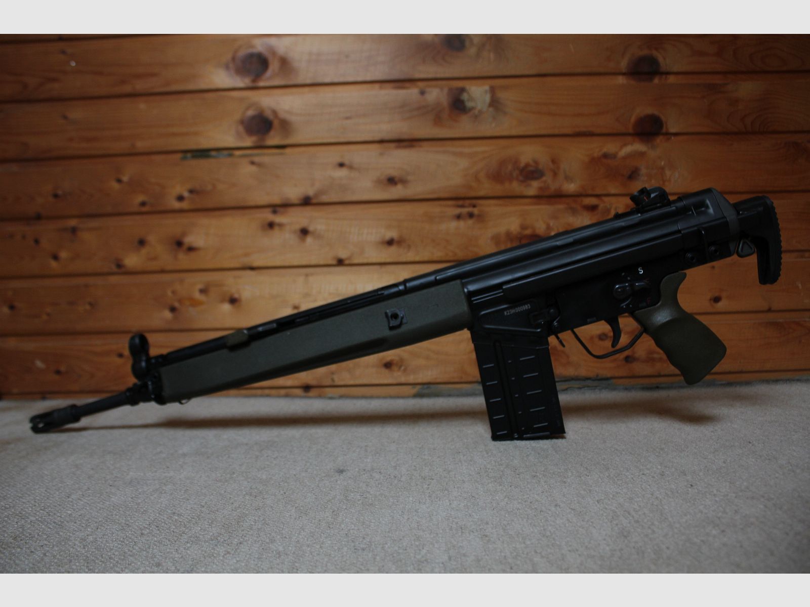 Ungeschossenes Umarex VFC Co2 G3 Ausf. G3A4 mit Original H&K Griff, Ladehebel, Schubschaft + Trapez Handschutz