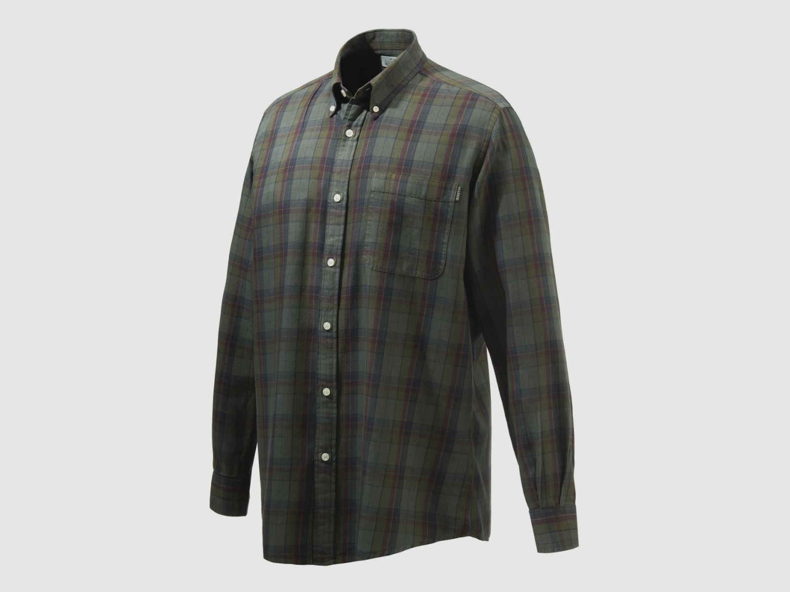 BERETTA Wood Button Down Hemd Green & Red Overd. Moss