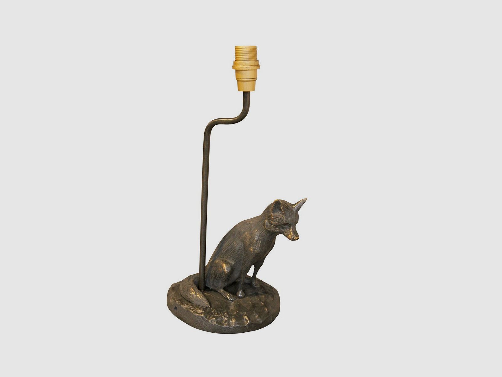 Lampada in bronzo con volpe seduta e paralume