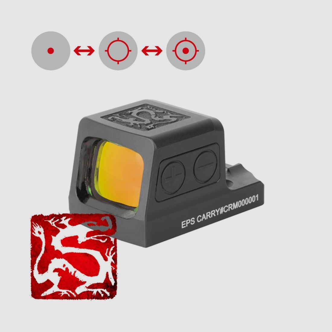 Holosun Mirino Reflex RONIN-EPS-CARRY-RD-MRS con reticolo rosso intercambiabile: 2MOA Punto & 32MOA Punto Circolare, immagine 1 di 9