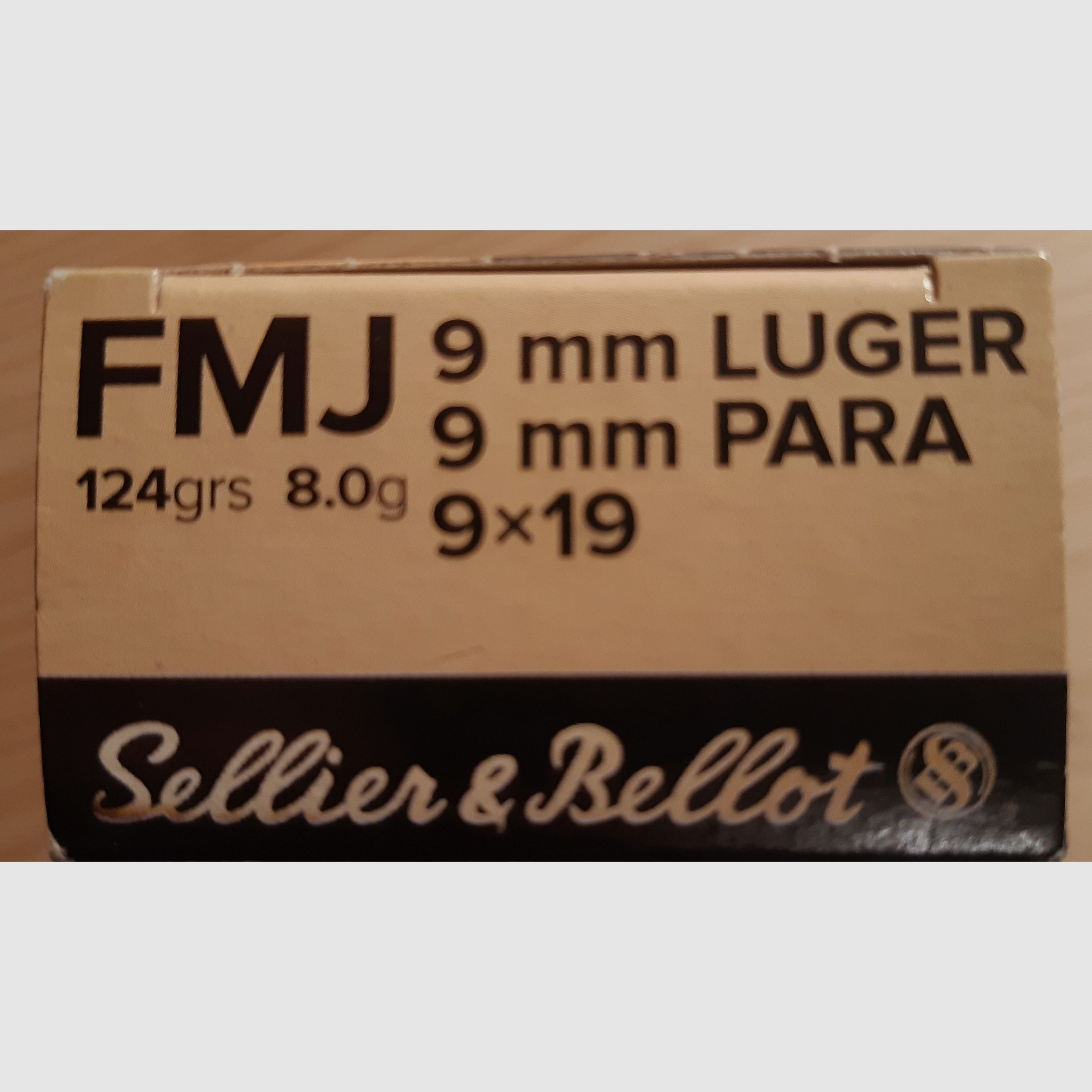 Sellier&Bellot 9mm FMJ 124grs, 8,0g, 400 Schuss