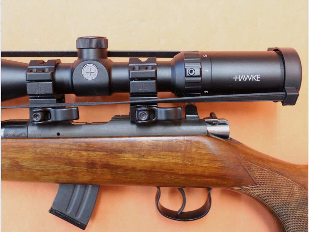 Zbrojovka Brno repeating rifle .22lr Zbrojovka Brno 2-E: 63cm barrel, front sight holder with bar sight/sight protection, sliding sight missing(!), system sleeve with 11mm prism rail, wooden stock with fish skin/strap brackets, 10-shot magazine