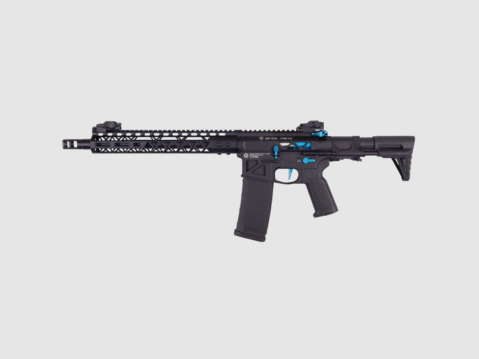 GP R15 FREYA ALPHA Full Skeleton PDW 13" gen.2 M-LOK Czarny/Niebieski S-AEG Wolny od 18 lat -F- | Delta Armory