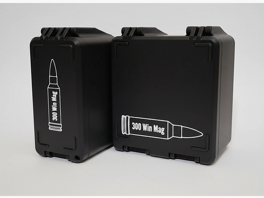 Filamelt ammunition box / 300 Winchester Magnum / 'folding / locking lid' / cartridge box, ammo box