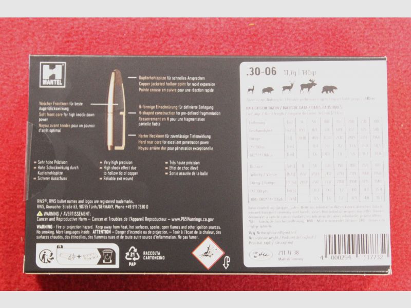 RWS H-Mantel .30-06 Sprg. - 11,7g/180gr - 200 Schuss