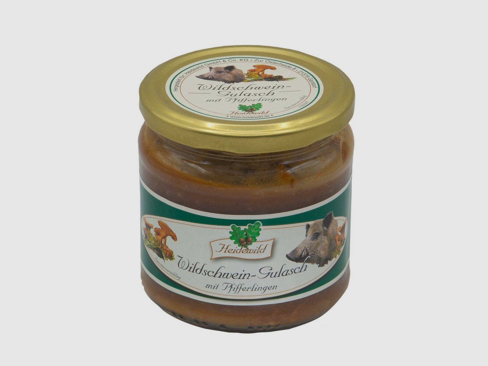 Heidewild Wildschwein-Gulasch mit Pfifferlingen