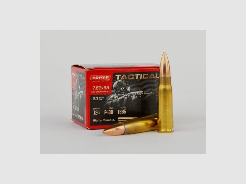 NORMA 7,62 x 39 FMJ TACTICAL, 124 grs
