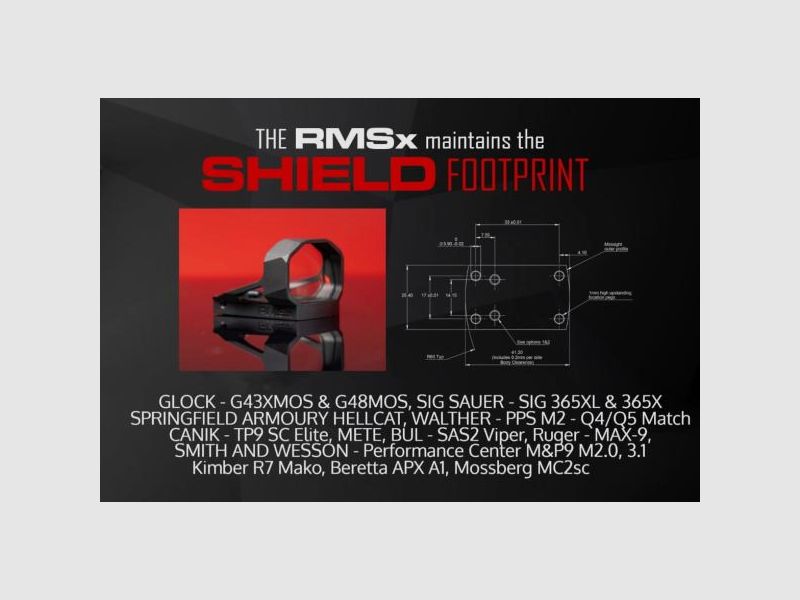 SHIELD SIGHTS Leuchtpunktvisier RMSx XL 4 MOA GLAS-Linse