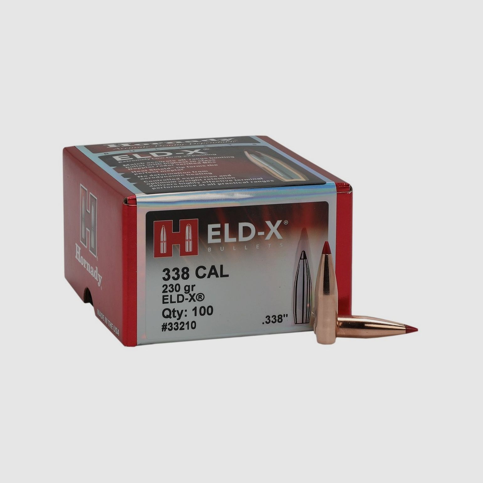 Boîte de 100 ogives Hornady 338 CAL.338 230 GR ELD-X 33210