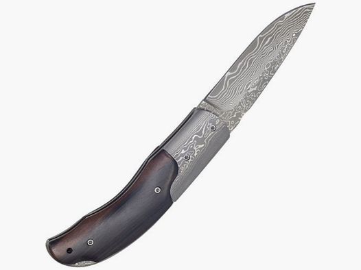 Couteau pliant en damas avec poignée en bois d'ébène