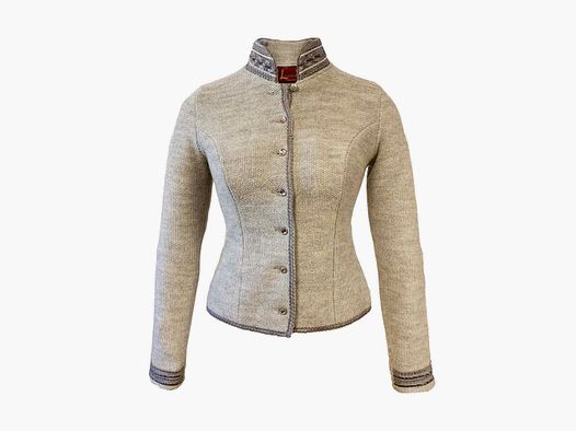 Litzlfelder Strickjacke mit edlem Kragen in silber