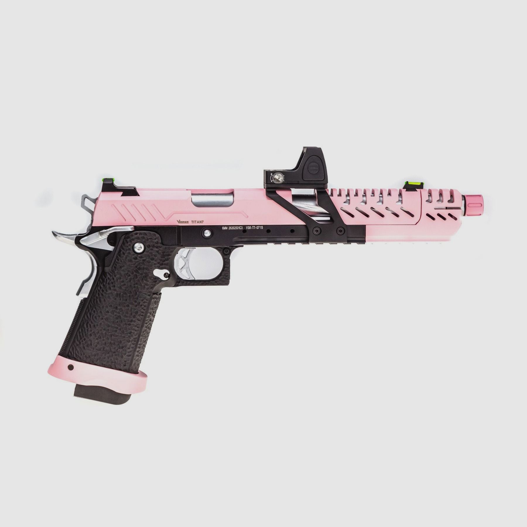 REPLIK GBB GAS HI-CAPA TITAN 7 SCHWARZ / ROSA 1,0J + ROTPUNKTVISIER BDS, Bild 4 von 4