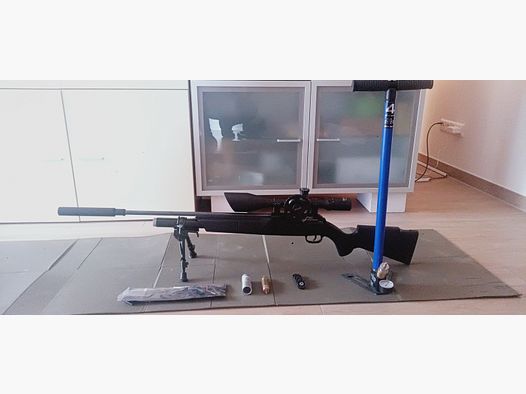 Set de carabina de aire comprimido Walther Dominator 1250 FT con bomba y accesorios