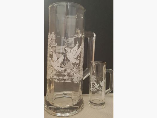 Glass eye with stamper, motif duck