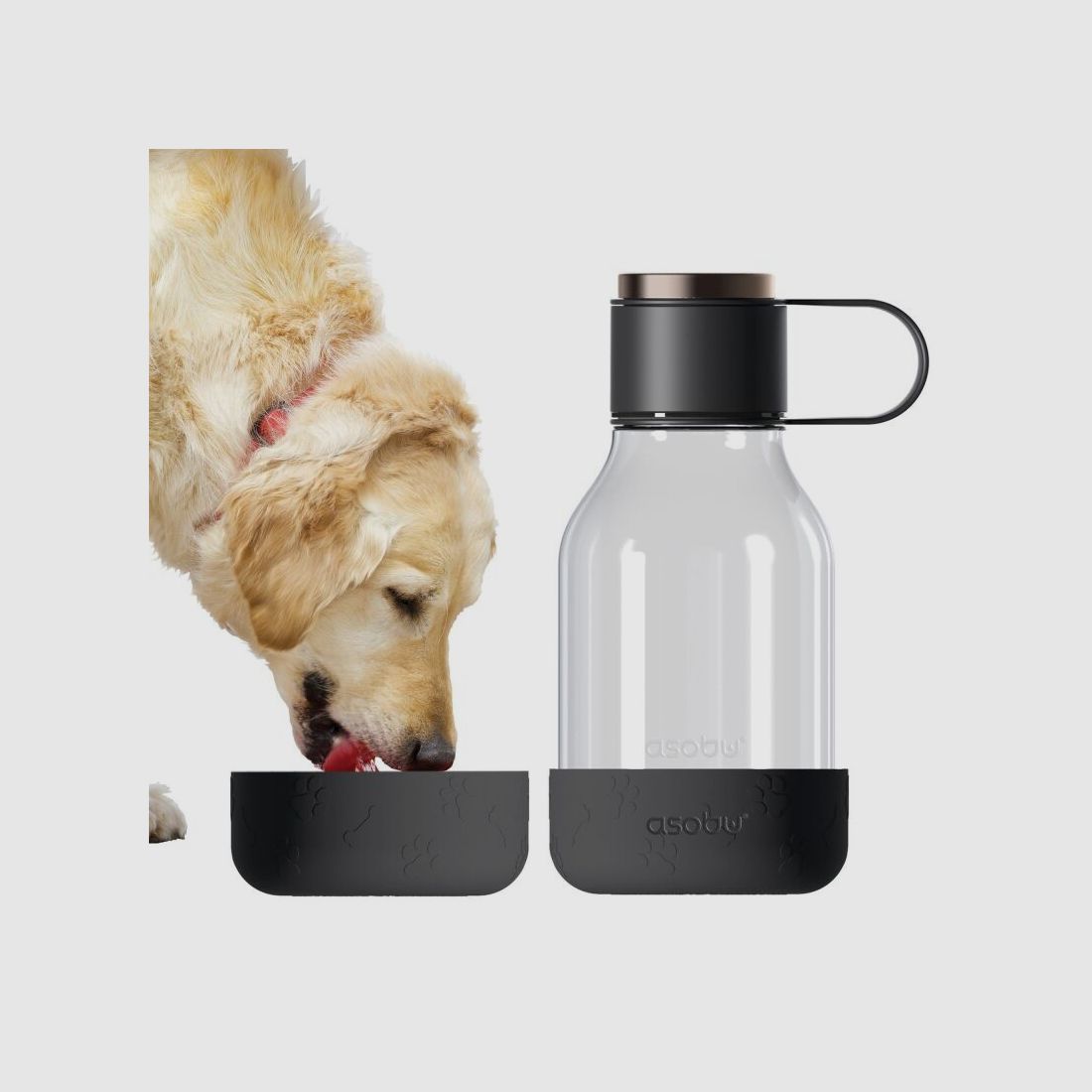 Asobu - Dog Bowl - Flasche aus Tritan mit Hundenapf 1,5 Liter Schwarz