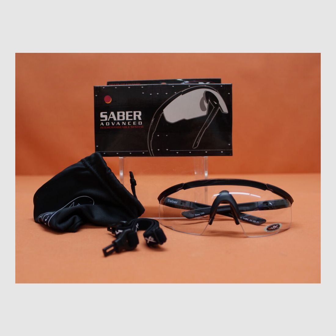 Wiley Wiley X veiligheidsbril SABER Advanced helder/ kleurloos montuur: zwart/ mat, incl. sportband.