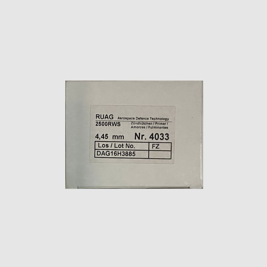 PRIMERS RWS SMALL RIFLE 4033 23,00€ - NIET ONLINE VERKOOFBAAR - NEEM CONTACT OP MET DE VERKOPER