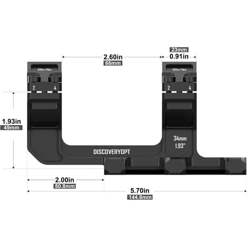 DISCOVERYOPT Montage déporté pour lunette de visée | Monobloc, 0 MOA, tube de 34 mm ou 30 mm, image 5 sur 10