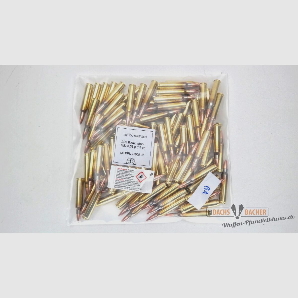 PPU Privi Partizan .223 Rem 3,56g/55gr FMJ BT 100 Schuß Bulk