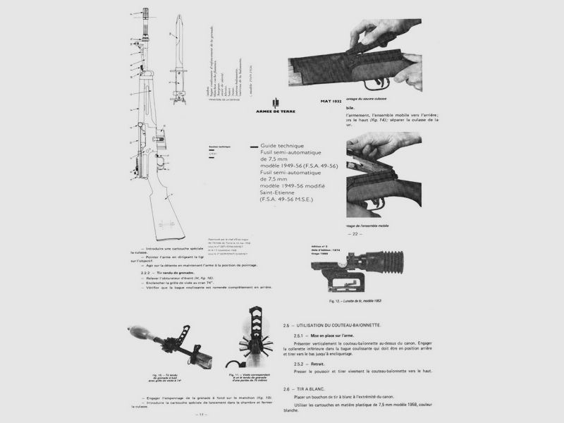 Nachdruck Bedienungsanleitung französischer Selbstlader MAS49-56