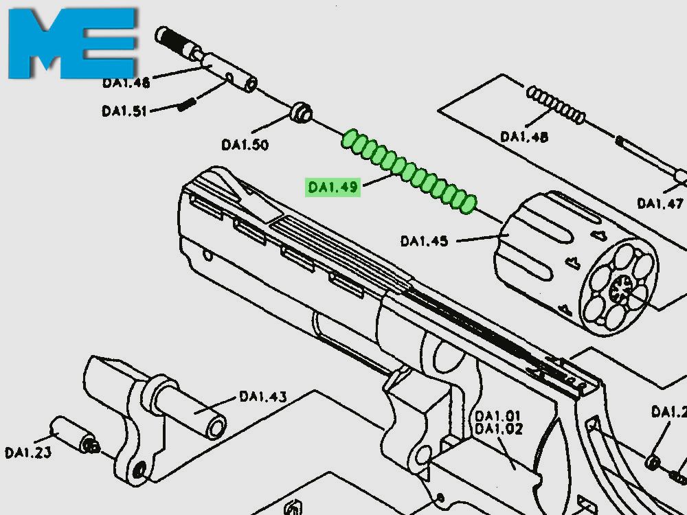 Feder fĂĽr Trommelachse fĂĽr Revolver Bull Barrel, Ersatzteil DA1.49