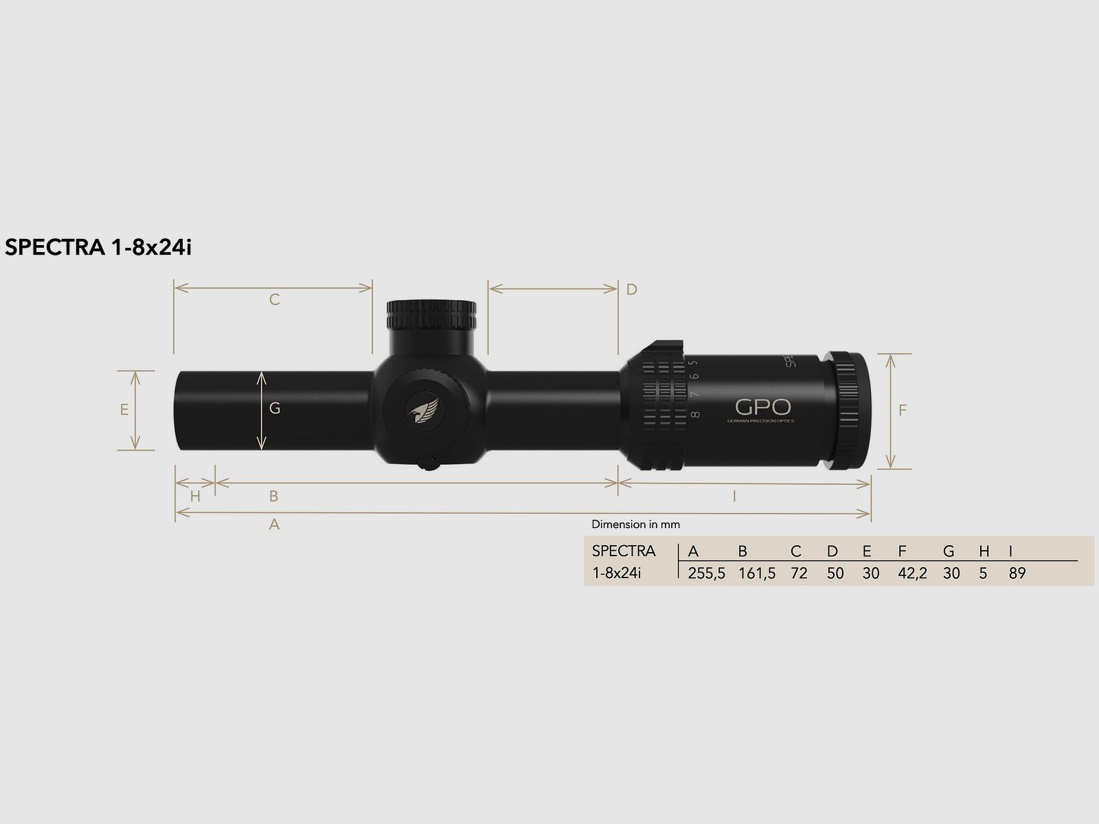 GPO RS800 SPECTRA 8x 1-8x24i Reticle G4i 2 Image Plane 51035015