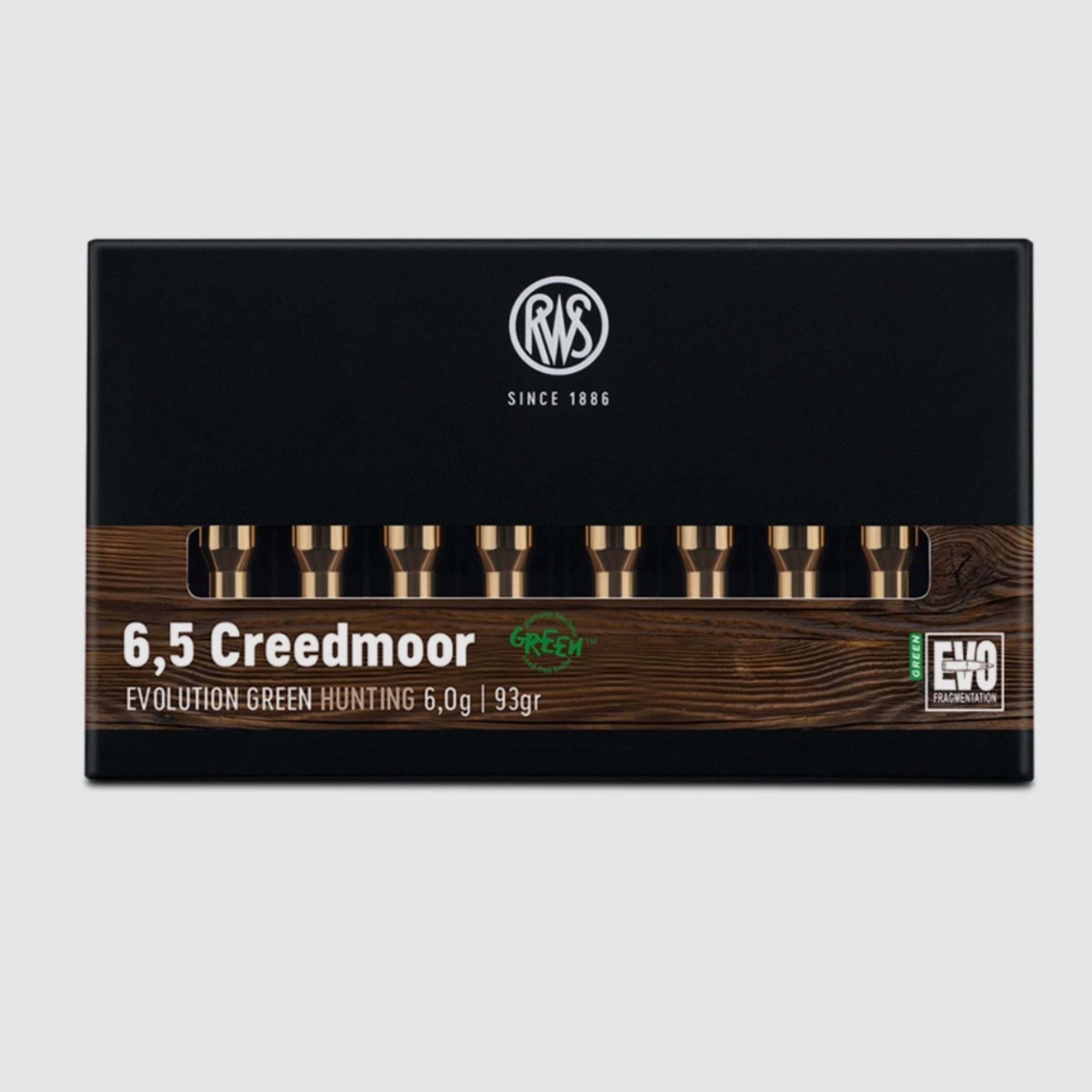 RWS 2411682 cartucce per fucile 6,5 Creedmoor Evo Green 6,0g 93grs.