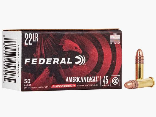Federal American Eagle Suppressor .22 LR 45GR CPRN 50 Patronen