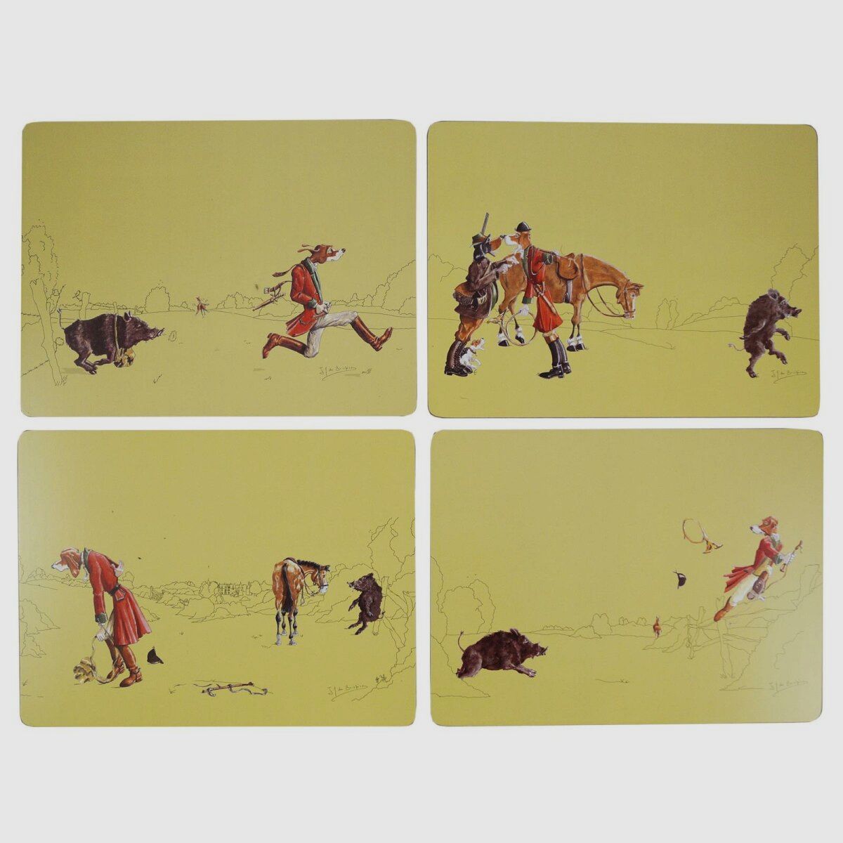 Lovergreen Kunst des Tisches Motiv umgedrehte Welt Tischset x 4