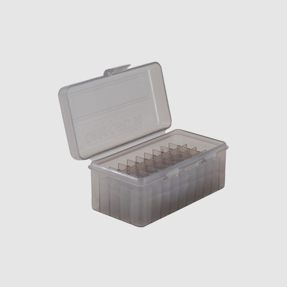 MTM Patronenbox RM-50-41 rauch klar mit Klappdeckel f. 50 Patronen .22-250 - .308 u.w.