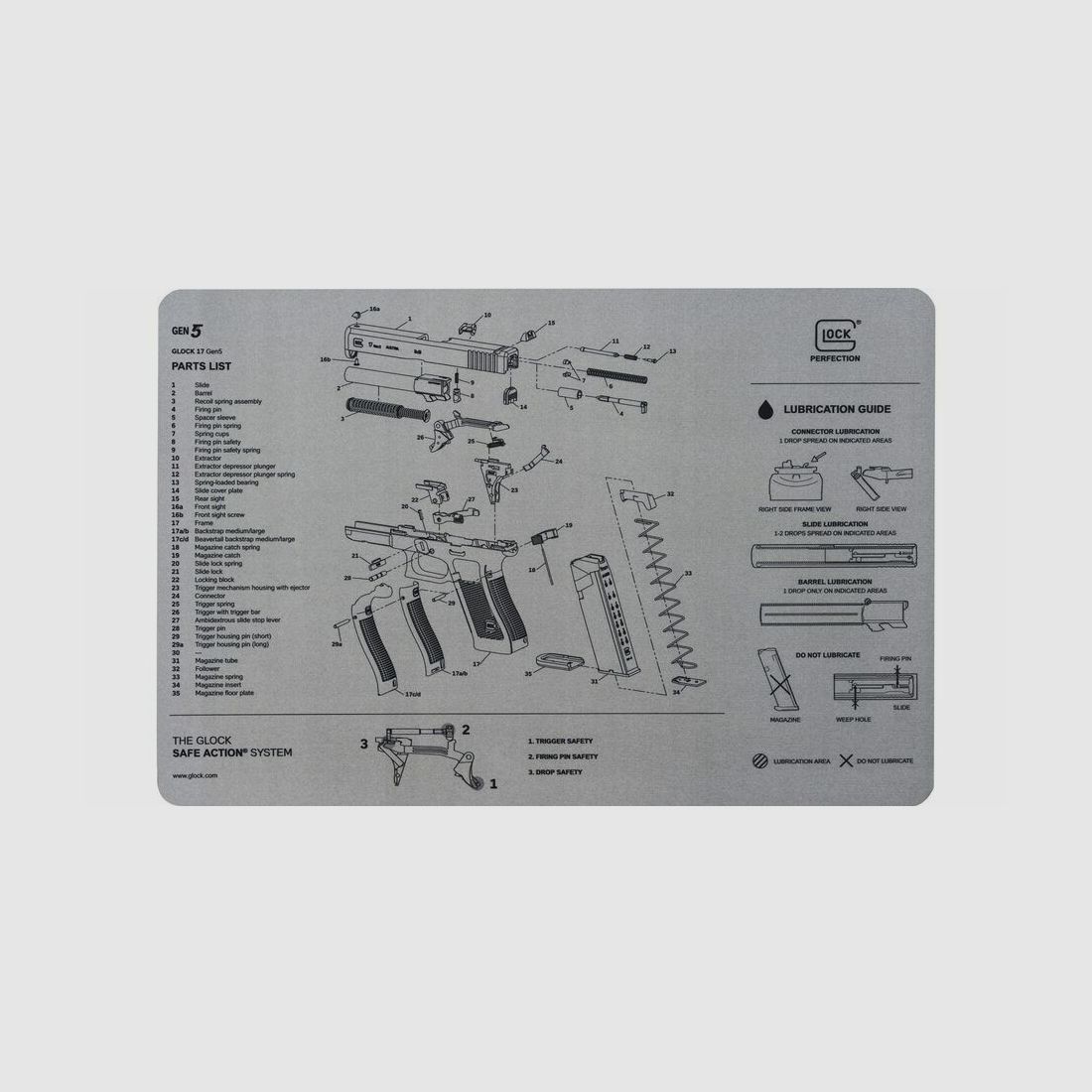 GLOCK GLOCK Waffenreinigungsunterlage Glock 17 Gen5 grau