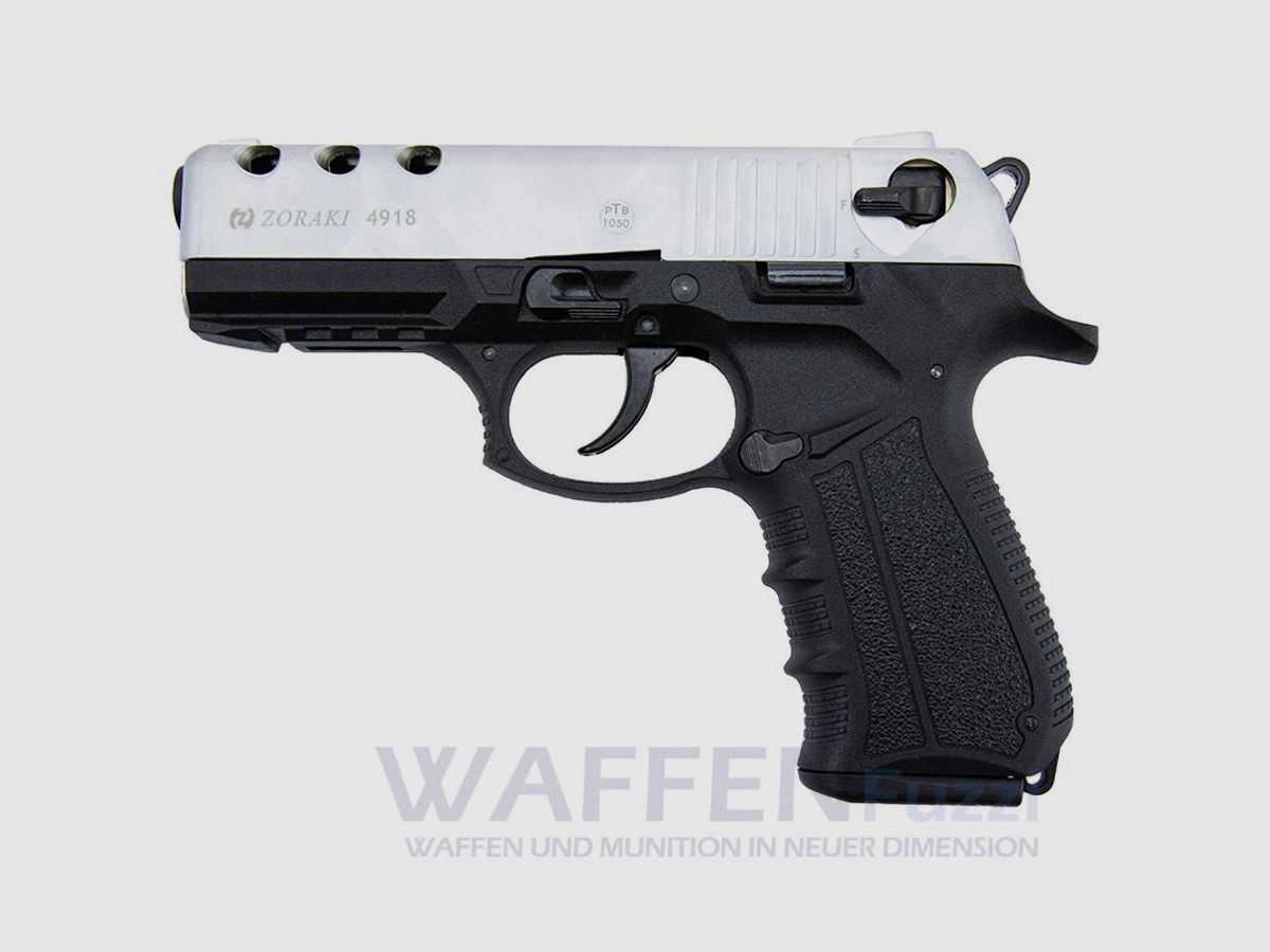 Zoraki 4918 blank firing pistol chrome matte caliber 9mm P.A.K.