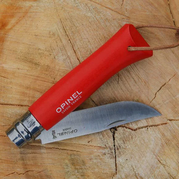 Couteau Opinel Colorama 08 en inox, charme rouge avec dragonne (001705), image 1 sur 6
