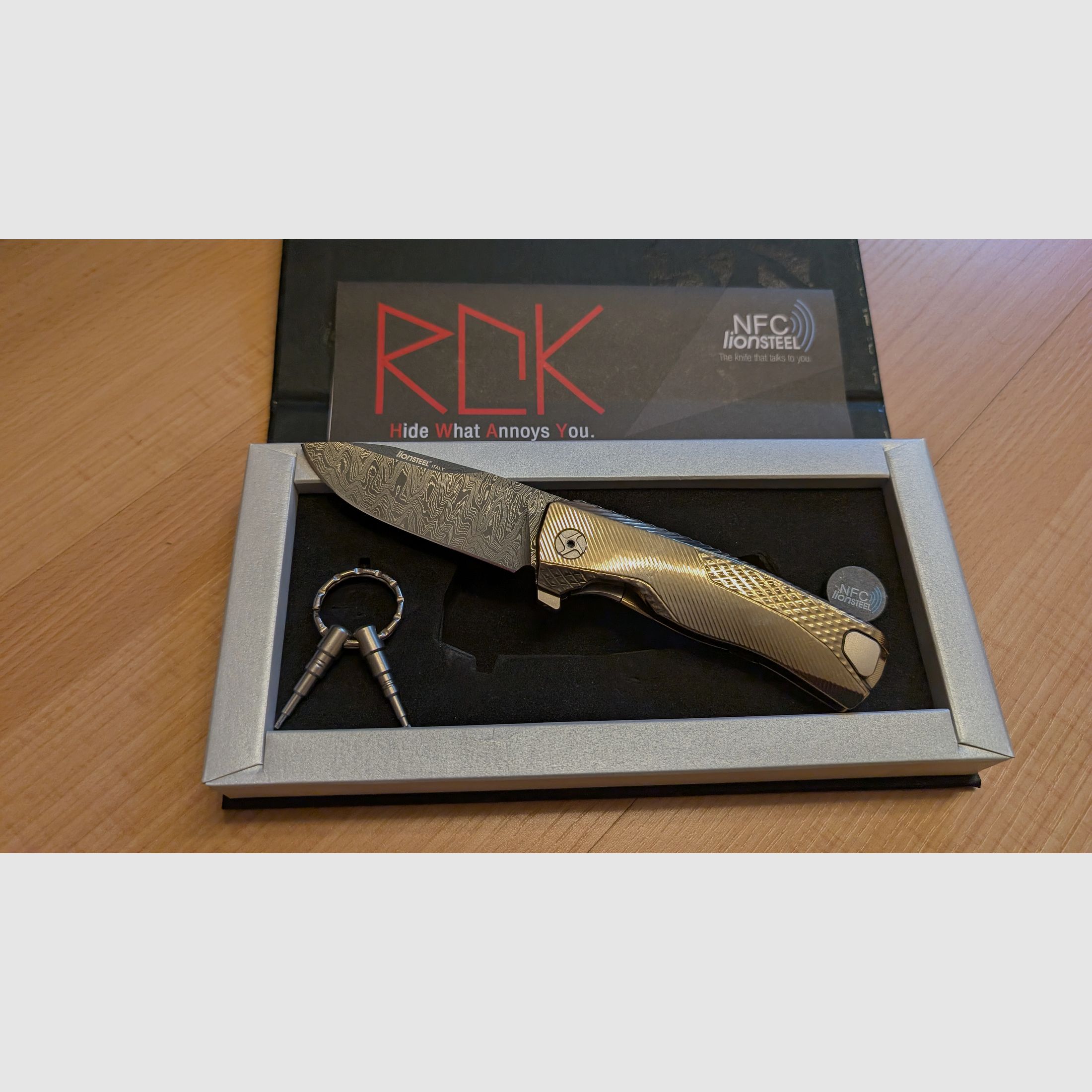 Lionsteel ROK Damast Titanium Gold NOWY