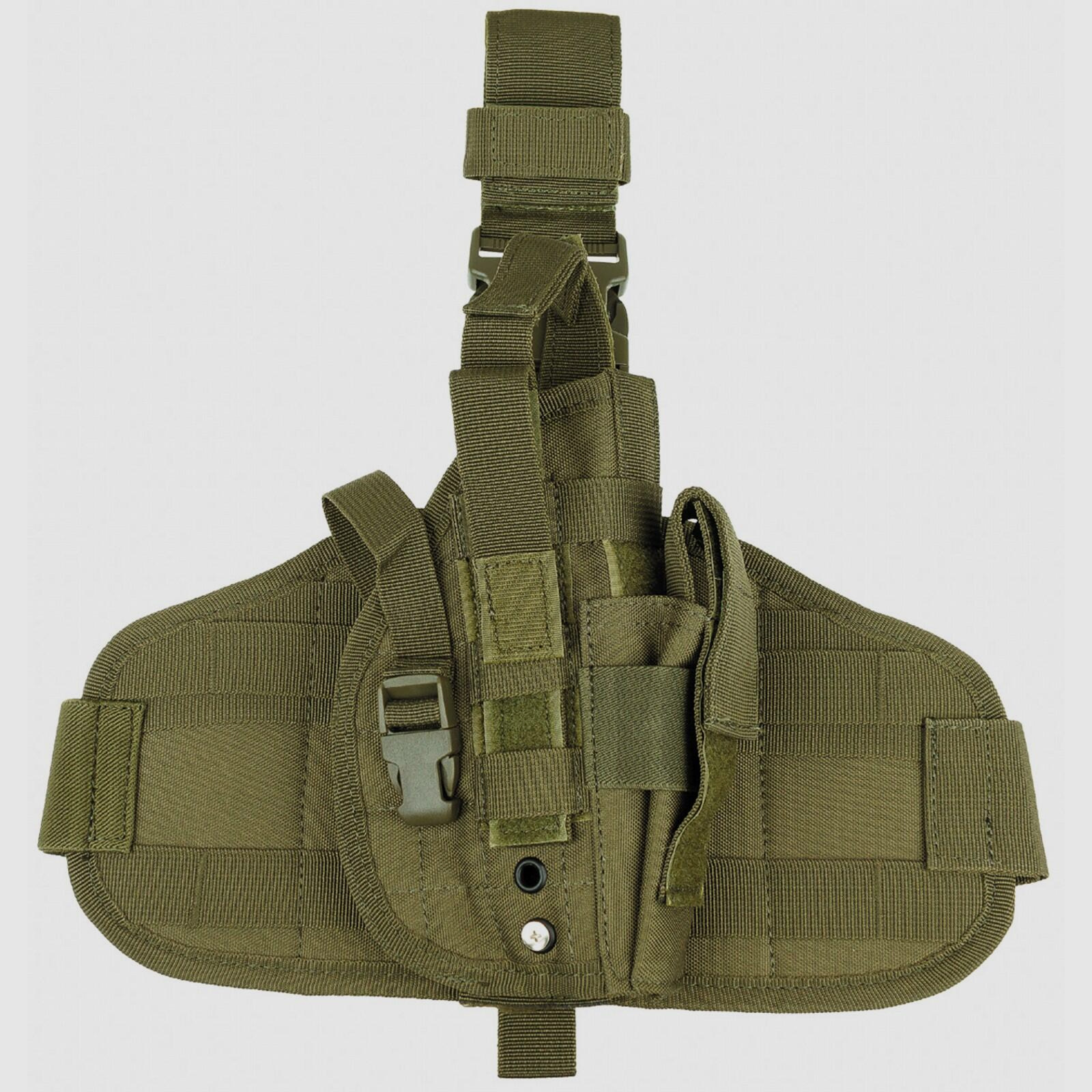 Pistolenbeinholster, MOLLE",rechts, oliv"