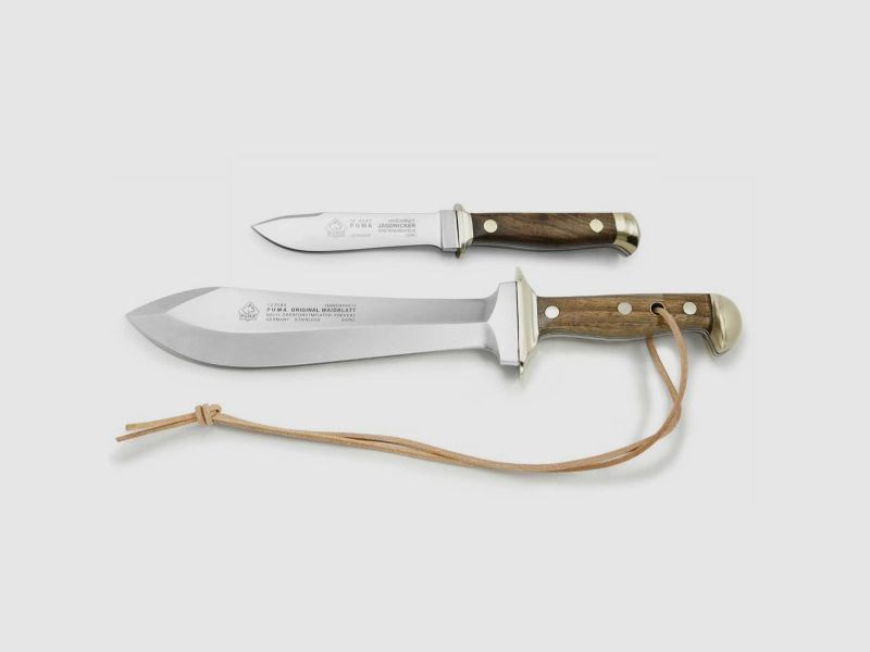 PUMA hunting knife (hunting blade with nickel), walnut wood
