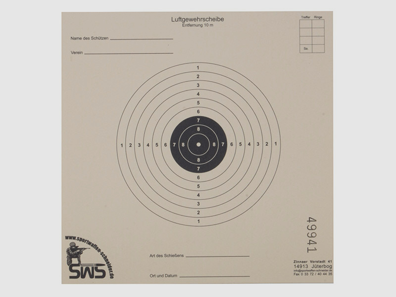 Luftgewehr Zielscheibe Alte deutsche Scheibe 10er Ring 14 x 14 cm 100 StĂĽck