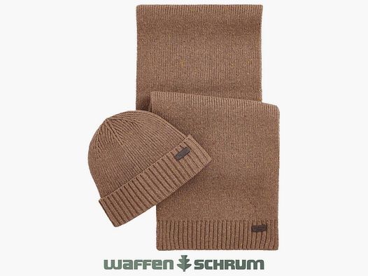 Barbour Set Carlton Fleck Beanie&Scarf Sandstone