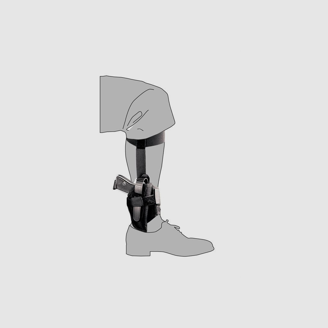 CCW Knöchelholster aus Cordura 2" S&W J-Frame 31/34/36/37/60, HW 37/88, Colt Agent/Cobra/Detective, Taurus 85/605 Rechtshänder