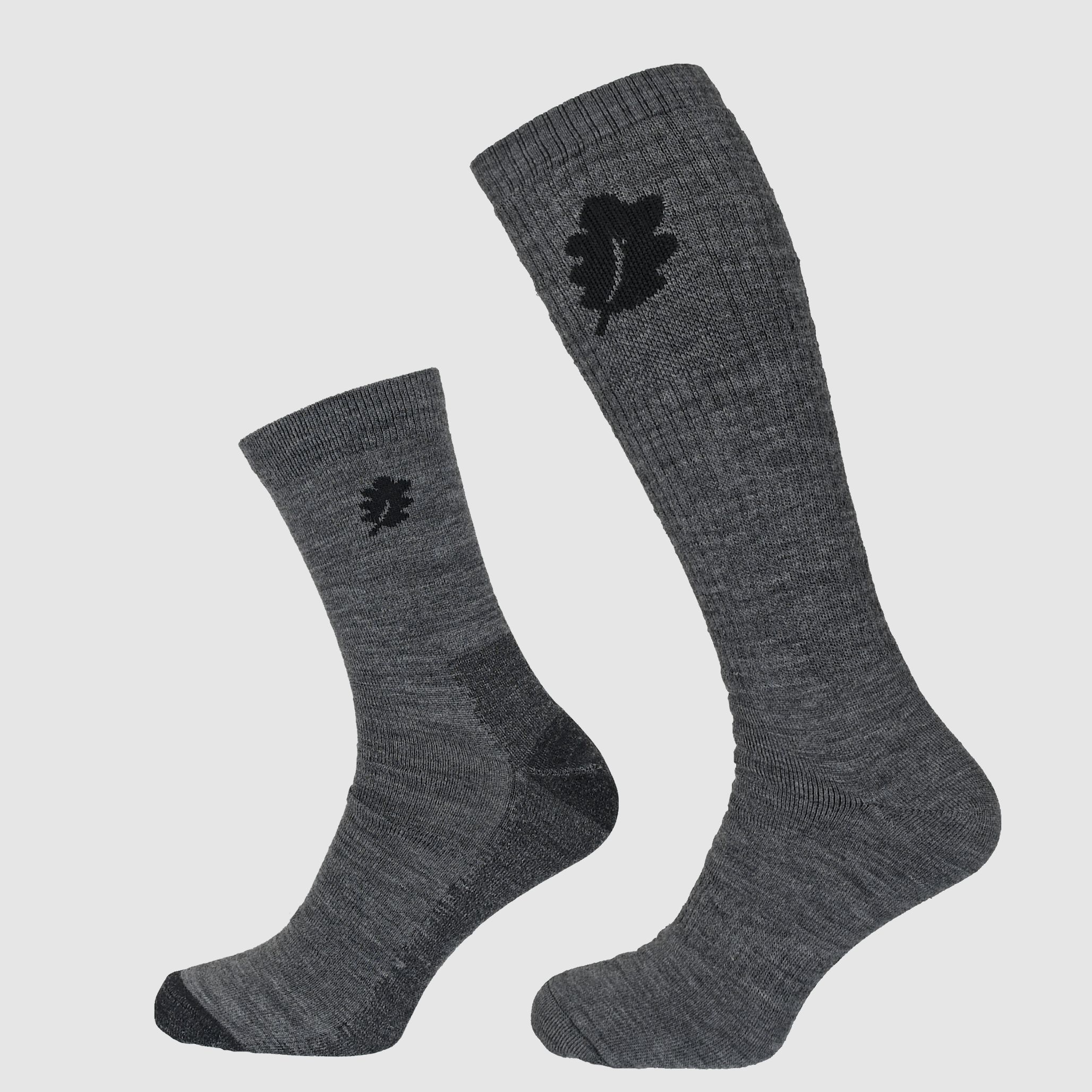 Woodline Socke + Innensocke aus Merinowolle Grau 40-45