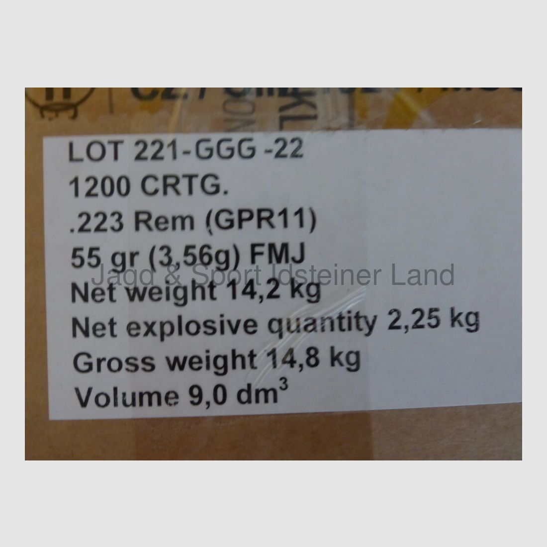 GGG, Giraites Ammunition Factory, 1200 cartridges per outer box FMJ, 55grs
