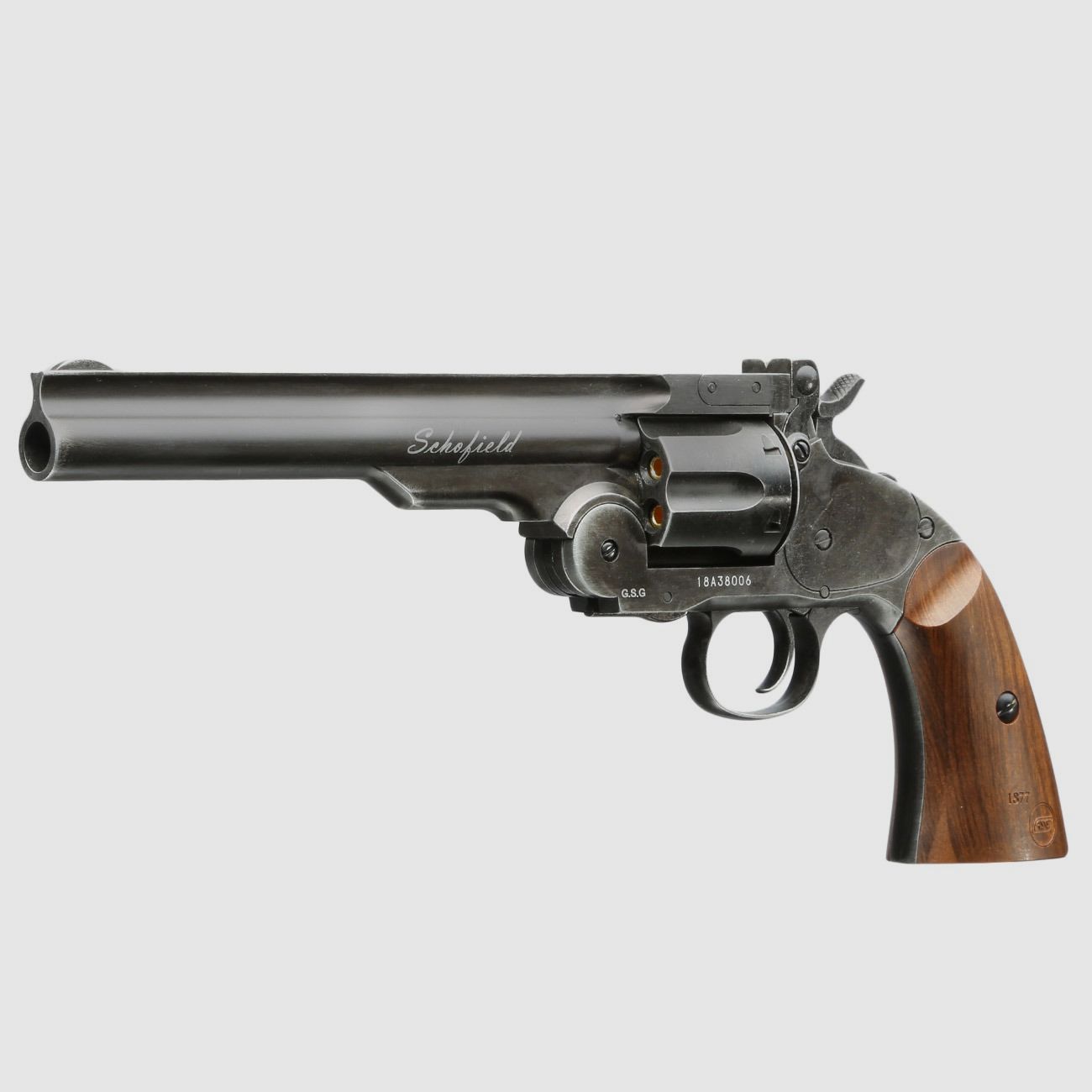 ASG Schofield 1877 6 Zoll CO2-Revolver Kal. 4,5 mm Diabolo + Stahl-BB - 4 Joule