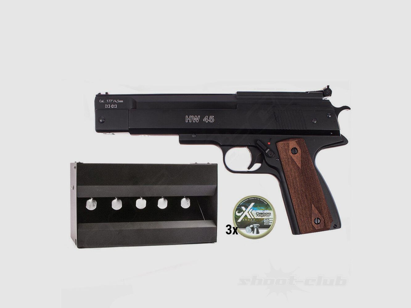 Weihrauch HW 45 air pistol in set 4.5mm - Plinking set