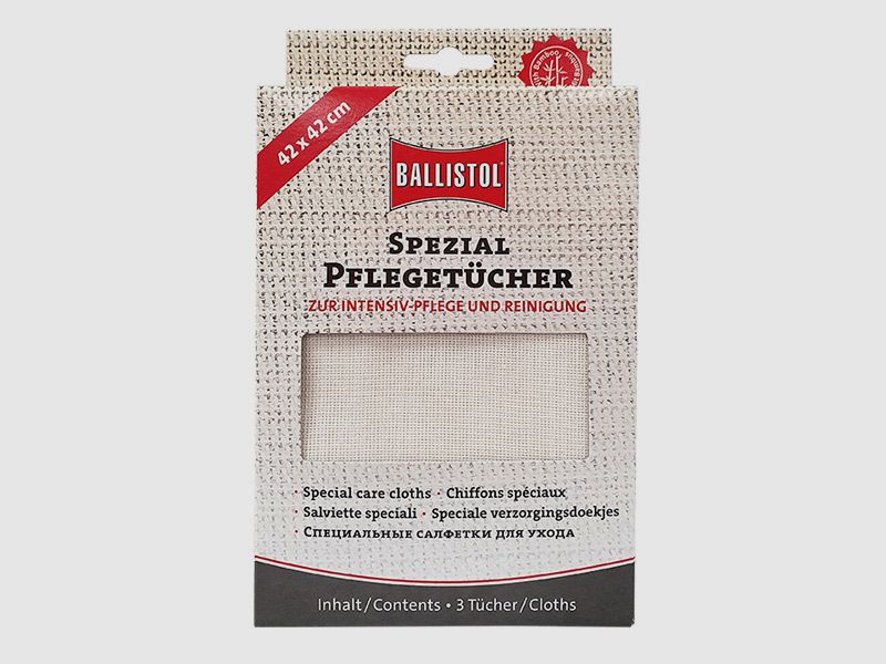 Ballistol Spezial PflegetĂĽcher zur Intensiv-Pflege und Reinigung 42 x 42 cm waschbar 3 StĂĽck