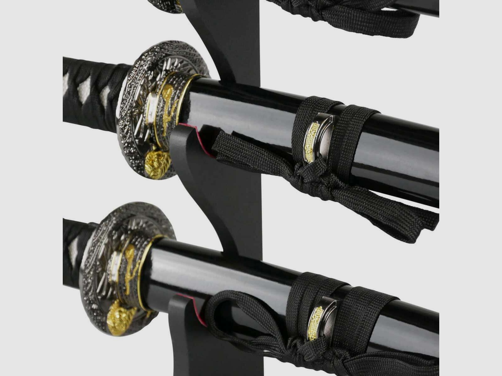 Epic Swords Katana Wakizashi Tanto Black Tiger Zestaw Mieczy z Tępych Ostrzami w Tym Stojak na Miecze i Akcesoria