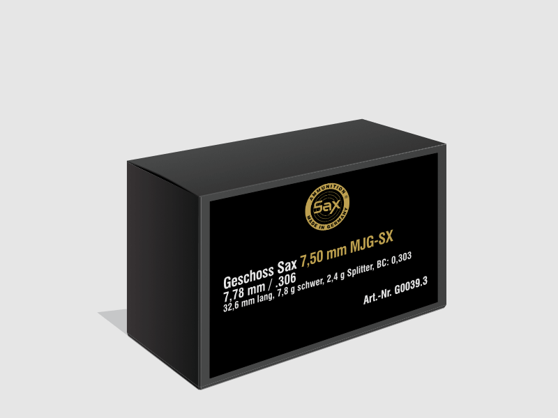Projektile Sax MJG-SX 7,5 mm / .306, 7,80 g / 120,40 gr
