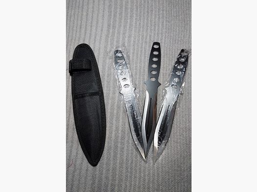 3er Set Wurfmesser – ca. 18,5 cm – mit Nylonscheide