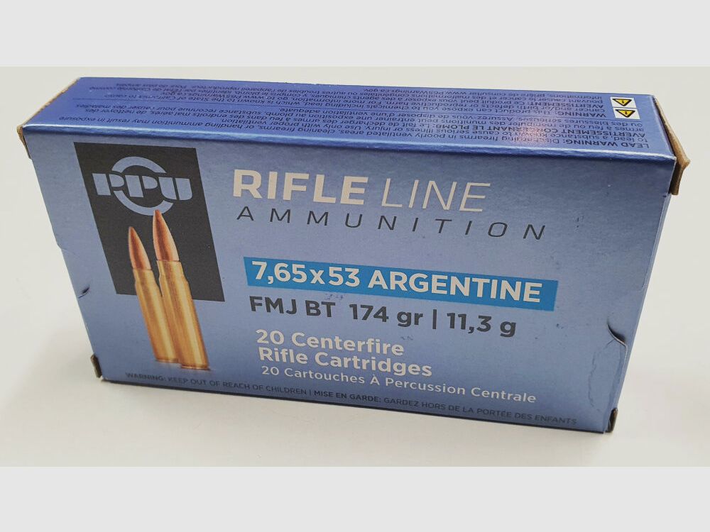 PPU Prvi Partizan Munition PPU Prvi Partizan 7,65x53 Argentine FMJ Vollmantel Boattail 174grains / 11,3g 20x im Karton