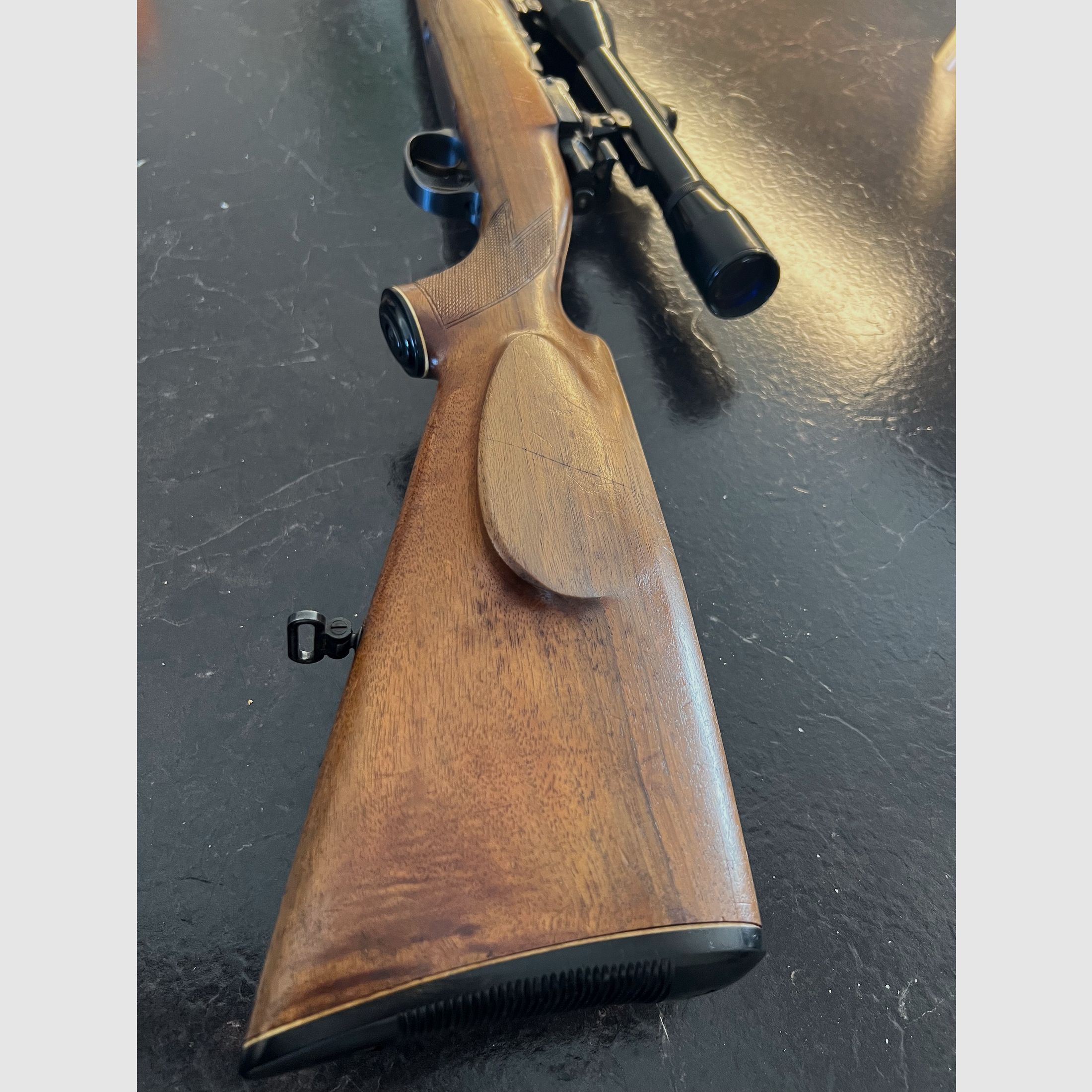 Akah 98 system Cal 7x57 trigger with Hubertus 6x42 scope (pivot mount)